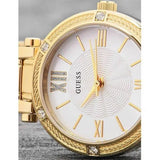 Guess Park Ave South Analog White Dial Gold Steel Strap Watch For Women - W0767L2 Authentic Buy Shop Now