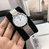 Emporio Armani Gianni T Bar Mother of Pearl Dial Two Tone Steel Strap Watch For Women - AR2508 Authentic Buy Shop Now