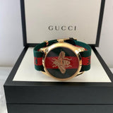 Gucci Le Marche des Merveilles Green & Red Dial Green & Red NATO Strap Unisex Watch - YA126487 Authentic Buy Shop Now