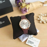 Coach Slim Easton Silver Dial Brown Leather Strap Watch for Women - 14502694 Authentic Buy Shop Now