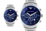 Emporio Armani Sportivo Chronograph Blue Dial Silver Steel Strap Watch For Men - AR5860 Authentic Buy Shop Now