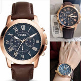 Fossil Grant Chronograph Blue Dial Brown Leather Strap Watch for Men - FS5068 Authentic Buy Shop Now