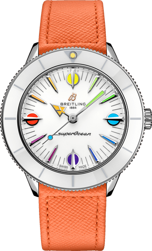 Breitling Superocean Heritage '57 Pastel Paradise White Dial Orange Leather Watch for Women - A10340A11A1X1 Authentic Buy Shop Now