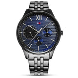 Tommy Hilfiger Damon Quartz Chronograph Blue Dial Black Steel Strap Watch for Men - 1791454 Authentic Buy Shop Now