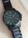 Fossil Grant Sport Chronograph Black Dial Black Steel Strap Watch for Men - FS5374 Authentic Buy Shop Now