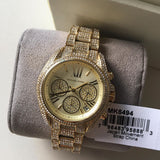 Michael Kors Mini Bradshaw Crystals Gold Dial Gold Steel Strap Watch For Women - MK6494 Authentic Buy Shop Now