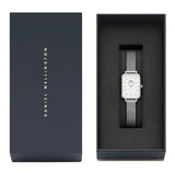 Daniel Wellington Quadro Sterling White Dial Silver Mesh Strap Watch For Women - DW00100438 Authentic Buy Shop Now