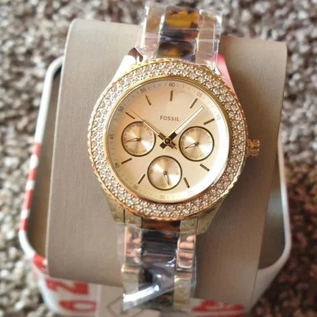 Fossil Stella Multifunction Gold Dial Two Tone Steel Strap Watch for Women - ES4756 Authentic Buy Shop Now