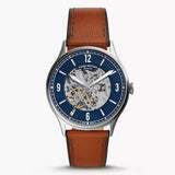 Fossil Forrester Luggage Automatic Skeleton Blue Dial Brown Leather Strap Watch for Men - ME3179 Authentic Buy Shop Now