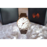 Emporio Armani Herren White Dial Brown Leather Strap Watch For Men - AR11103 Authentic Buy Shop Now