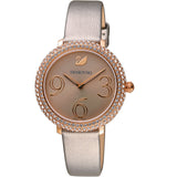 Swarovski Crystal Frost Grey Dial Grey Leather Strap Watch for Women - 5484067 Authentic Buy Shop Now