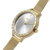 Guess Chelsea Crystals Mother of Pearl White Dial Gold Mesh Bracelet Watch For Women - W0647L7 Authentic Buy Shop Now