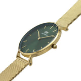 Daniel Wellington Petite Emerald Green Dial Gold Mesh Strap Watch For Women - DW00100480 Authentic Buy Shop Now