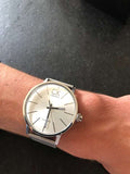 Calvin Klein Post Minimal Silver Dial Black Leather Strap Watch for Men - K7621192 Authentic Buy Shop Now