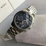 Michael Kors Hunger Stop 100 Series Navy Blue Dial Silver Steel Strap Watch for Women - MK5814 Authentic Buy Shop Now