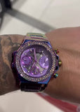 Guess Fusion Chronograph Purple Dial Purple Steel Strap Watch for Women - GW0552L4 Authentic Buy Shop Now