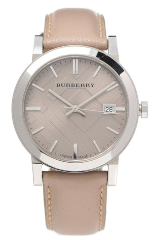 Burberry The City Silver Dial Beige Leather Strap Unisex Watch - BU9010 Authentic Buy Shop Now