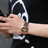 Gucci Le Marche des Merveilles Green & Red Dial Green & Red NATO Strap Unisex Watch - YA126487 Authentic Buy Shop Now