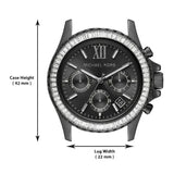 Michael Kors Everest Chronograph Black Dial Grey Steel Strap Watch For Women - MK6974 Authentic Buy Shop Now