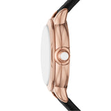 Emporio Armani Mia Three Hand Crystals Silver Dial Black Leather Strap Watch For Women - AR11631 Authentic Buy Shop Now