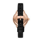 Emporio Armani Mia Three Hand Crystals Silver Dial Black Leather Strap Watch For Women - AR11631 Authentic Buy Shop Now