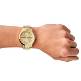 Armani Exchange Hampton Chronograph Gold Dial Gold Steel Strap Watch For Men - AX2415