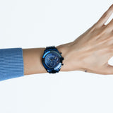 Swarovski Octea Lux Sport Chronograph Blue Dial Blue Steel Strap Watch for Women - 5610475 Authentic Buy Shop Now