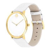 Movado 70th Anniversary Limited Edition White Dial White Leather Strap Watch For Women - 0607138 Authentic Buy Shop Now