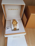 Versace V-Motif Gold Dial Gold Steel Strap Watch for Women - VERE00618 Authentic Buy Shop Now