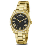 Guess Luna Diamonds Black Dial Gold Steel Strap Watch for Women - GW0307L2 Authentic Buy Shop Now