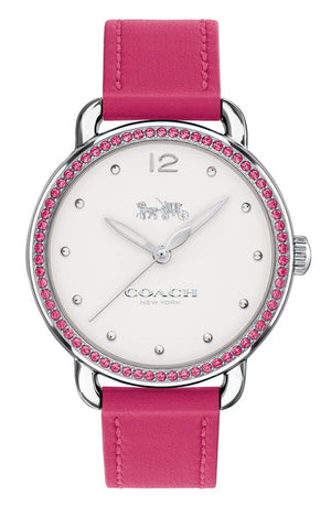 Coach Delancey White Dial Red Leather Strap Watch for Women - 14502879 Authentic Buy Shop Now