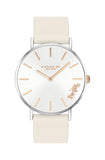 Coach Perry Silver DIal White Leather Strap Watch for Women - 14503116 Authentic Buy Shop Now