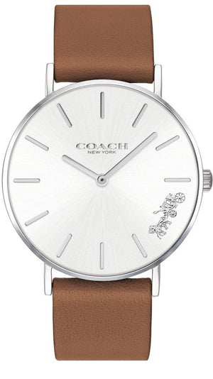 Coach Perry Silver Dial Brown Leather Strap Watch for Women - 14503120 Authentic Buy Shop Now