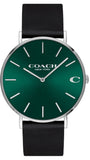 Coach Charles Green Dial Black Leather Strap Watch for Men - 14602436 Authentic Buy Shop Now