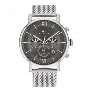 Tommy Hilfiger Evan Grey Dial Silver Mesh Bracelet Watch for Men - 1710396 Authentic Buy Shop Now