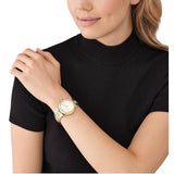 Michael Kors Lenox Three Hand Silver Dial Gold Steel Strap Watch For Women - MK7361 Authentic Buy Shop Now