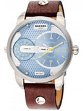 Diesel Mini Daddy LIght Blue Dial Brown Leather Strap Watch For Men - DZ7321 Authentic Buy Shop Now