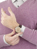Emporio Armani Classic Chronograph Cream Dial Brown Leather Strap Watch For Men - AR1878 Authentic Buy Shop Now