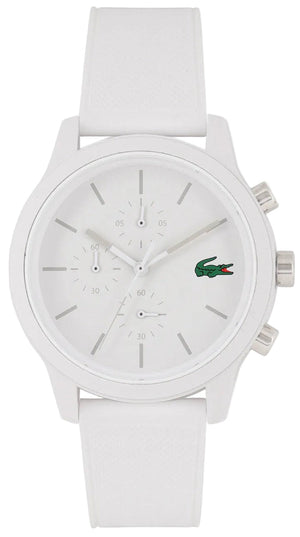 Lacoste 12.12 Chronograph White Dial White Silicon Strap Watch for Men - 2010974 Authentic Buy Shop Now
