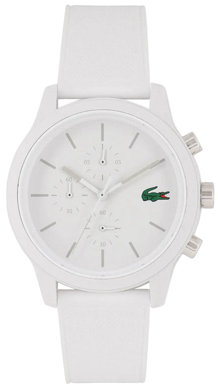 Lacoste 12.12 Chronograph White Dial White Silicon Strap Watch for Men - 2010974 Authentic Buy Shop Now