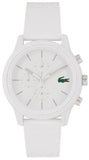 Lacoste 12.12 Chronograph White Dial White Silicon Strap Watch for Men - 2010974 Authentic Buy Shop Now