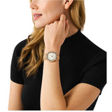 Michael Kors Sage Three-Hand Mother of Pearl White Dial Brown Leather Strap Watch for Women - MK4819 Authentic Buy Shop Now
