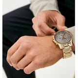 Armani Exchange Banks Chronograph Black Dial Gold Steel Strap Watch For Men - AX1721 Authentic Buy Shop Now
