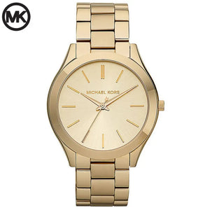 Michael Kors Slim Runway Gold Dial Gold Stainless Steel Strap Watch for Women - MK3179 Authentic Buy Shop Now