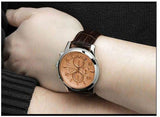 Guess Exec Chronograph Quartz Gold Dial Brown Leather Strap Watch for Men - W0076G3 Authentic Buy Shop Now