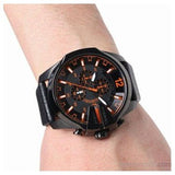 Diesel Mega Chief Chronograph Black Dial Black Leather Strap Watch For Men - DZ4291 Authentic Buy Shop Now
