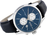 Hugo Boss Jet Blue Dial Black Leather Strap Watch for Men - 1513283 Authentic Buy Shop Now