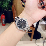 Bulova Crystal Collection Black Dial Silver Steel Strap Watch for Men - 96K102 Authentic Buy Shop Now
