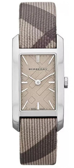 Burberry Nova Check Silver Dial Two Tone Leather Strap Watch For Women - BU9404 Authentic Buy Shop Now