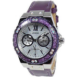 Guess Limelight Quartz Silver Dial Purple Leather Strap Watch For Women - W0775L6 Authentic Buy Shop Now